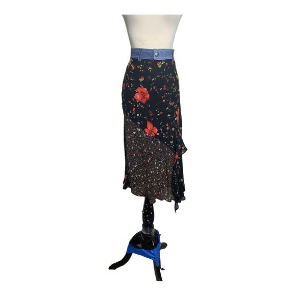 Maje Paris black floral ruffled skirt size 3- Small - Picture 14 of 16